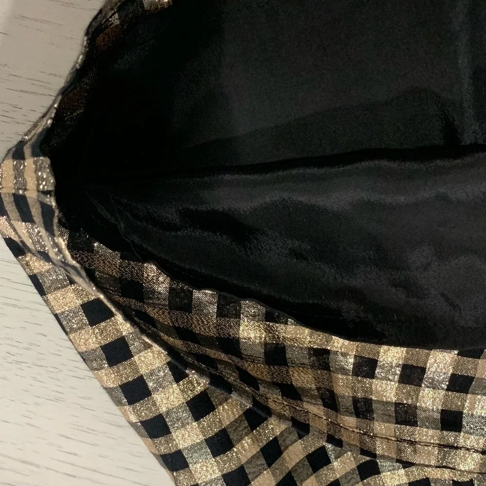 J. Crew Black and Gold Checkered Blouse